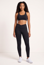 NWLY black performance leggings, full-length front view